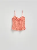 Koszulki i topy damskie - Reserved - Top w kratę vichy - pomarańczowy - miniaturka - grafika 1