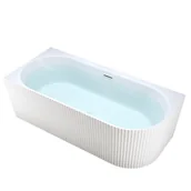 Wanny - Wanna ryflowana przyścienna narożna lewa korek oraz przelew biały 150 cm Rio Hydrosan - miniaturka - grafika 1