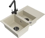 Zlewozmywaki z baterią - Mexen Gaspar zlewozmywak granitowy 1,5-komorowy z ociekaczem i baterią kuchenną Duero, beżowy - 6507-69-671600-70 - miniaturka - grafika 1