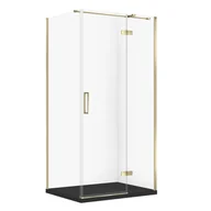 Kabiny prysznicowe - Kabina prysznicowa Cersanit Jota 100x80x195 prostokątna złoty transparentne z brodzikiem tako slim czarny mat S601-388 - miniaturka - grafika 1