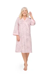 KOSZULA NOCNA DAMSKA 3XL RÓŻOWA BAWEŁNIANA DŁUGI RĘKAW DLA MAMY BABCI - Bielizna nocna - miniaturka - grafika 1