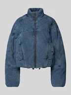 Kurtki damskie - Bomberka z imitacji denimu - miniaturka - grafika 1