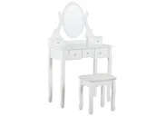 Taborety i hokery - Toaletka 5 Szuflad Owalne Lustro I Stołek Biała Galaxie - miniaturka - grafika 1