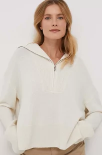 Calvin Klein sweter wełniany damski kolor beżowy z golfem - Swetry damskie - miniaturka - grafika 1