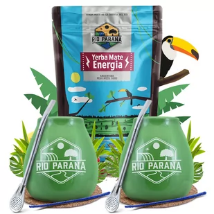 Zestaw STARTOWY DLA DWOJGA Yerba Mate Rio Parana Energia tykwa bombilla 2x500g 1kg - Yerba Mate - miniaturka - grafika 1