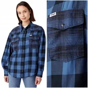 Koszule damskie - Wrangler BALOON SLEEVE SHIRT luźna koszula bawełniana damska w kratę XS - miniaturka - grafika 1