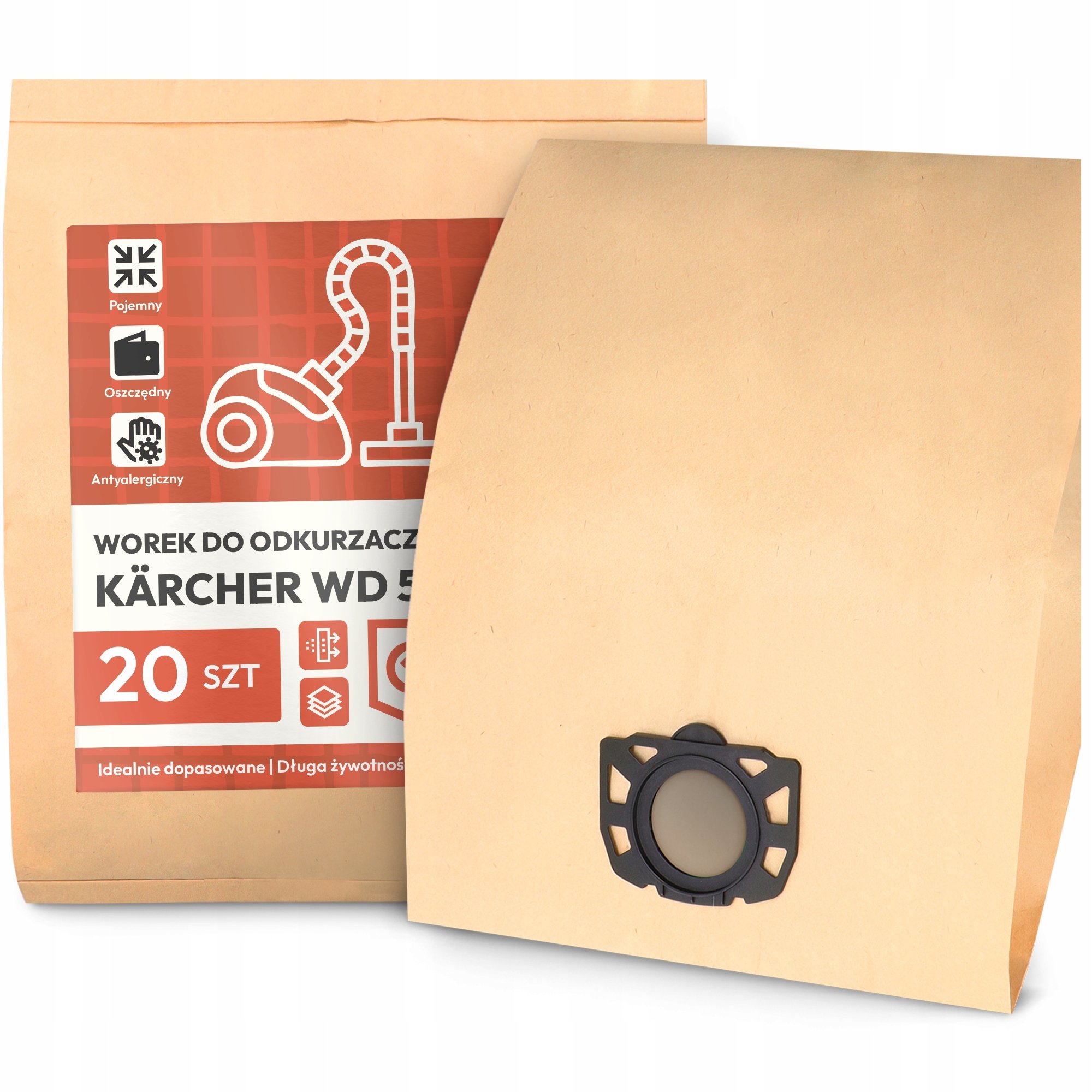 20x Worek do Odkurzacza Kärcher Wd 5 Papierowy Pojemny Odporny Worki 2A-W