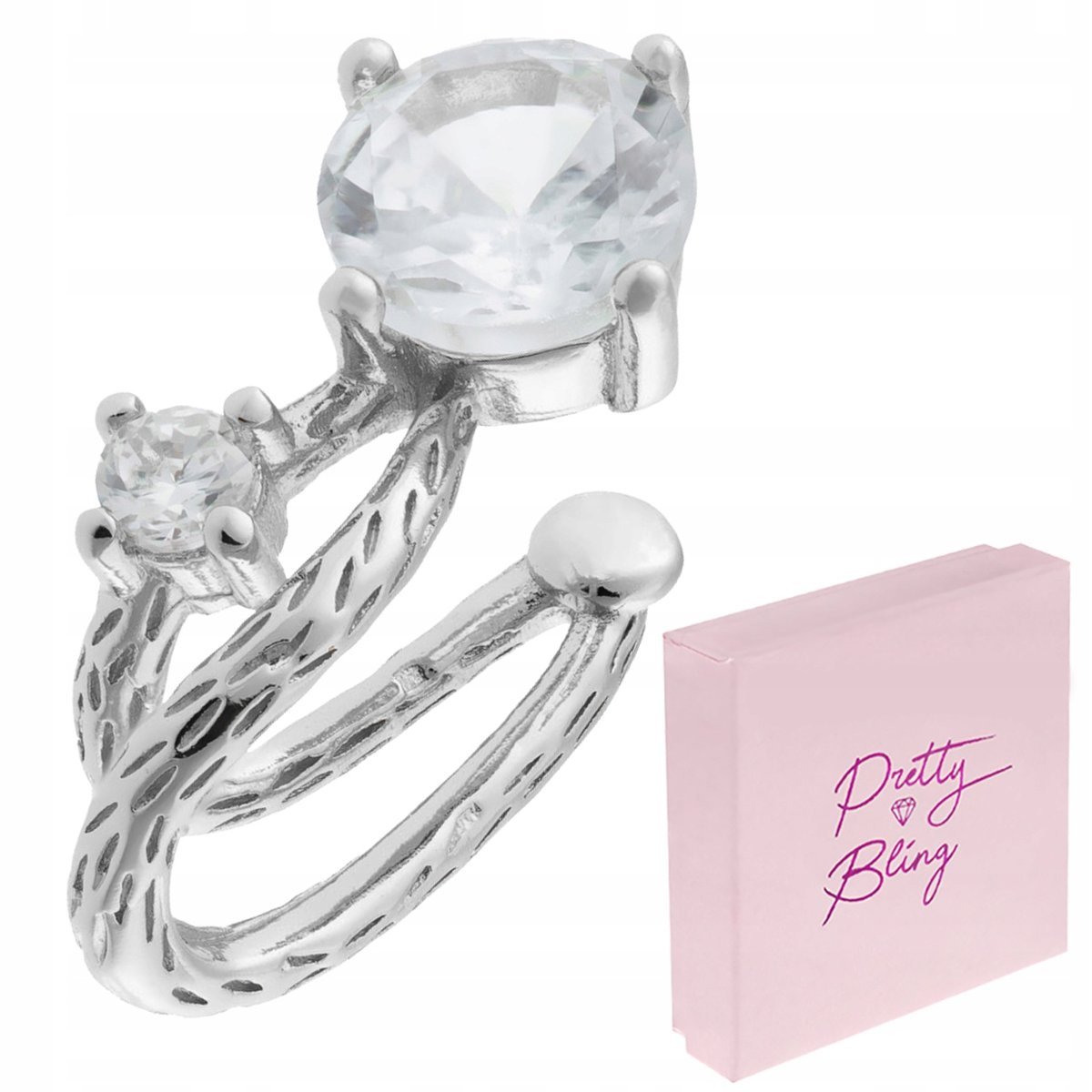 Nausznica damska kolczyk posrebrzana podwójna CYRKONIA ELEGANCKA wygodna