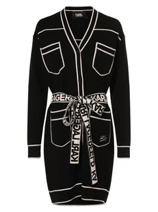 KARL LAGERFELD Kardigan damski Kobiety Bawełna czarny wzorzysty, S - Swetry damskie - miniaturka - grafika 1