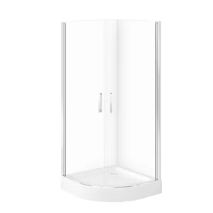 Kabina prysznicowa Cersanit Moduo 80x80x195 półokrągła chrom transparentne z brodzikiem tako 16 cm biały S601-476 - Kabiny prysznicowe - miniaturka - grafika 1