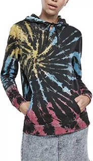 Bluzy damskie - Urban Classics Damska bluza z kapturem Ladies Tie Dye Hoody Hooded Sweatshirt, czarny, XXL - grafika 1