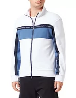 Bluzy męskie - Armani Exchange Męska bluza z bawełny organicznej, biała/granatowa, bardzo duża, White/True Navy, XL - miniaturka - grafika 1