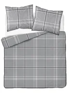 Pościel - Pościel perkal z bizą 160x200 5240a szara kratka - miniaturka - grafika 1