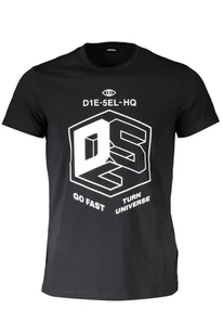 DIESEL T-SHIRT Z KRÓTKIM RĘKAWEM MĘSKI CZARNY - Koszulki i topy damskie - miniaturka - grafika 1