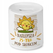 Skarbonki - Skarbonka na Urodziny 75 75te 75-te na Prezent z Nadrukiem ze Zdjęciem + Opakowanie na prezent (wzór 01) - miniaturka - grafika 1