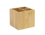 Długopisy - OSCO Bambusowy kwadratowy pojemnik na długopisy z 3 przegródkami, drewniany pojemnik na ołówki, porządek na biurku, organizer biurowy, przechowywanie makijażu, ekspozycja kosmetyków, wys. 10 x szer. - miniaturka - grafika 1