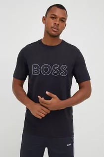 Koszulki męskie - BOSS t-shirt BOSS ATHLEISURE 50474232 męski kolor granatowy z nadrukiem - Boss - grafika 1