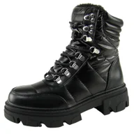 Botki damskie - Botki damskie workery WOJTYŁKO 24035 ocieplane - miniaturka - grafika 1