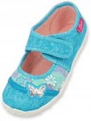 Buty dla dziewczynek - Beck Niebieskie Kapcie Dziecięce Z Wzorem 23 1Sdx - miniaturka - grafika 1
