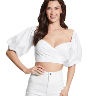 Bluzka damska Guess Puff biała z bufiastymi rękawami-S - Bluzki damskie - miniaturka - grafika 1