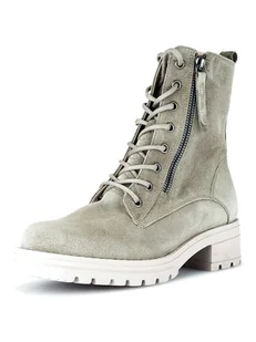 Gabor Skórzane botki w kolorze oliwkowo-białym - Botki damskie - miniaturka - grafika 1