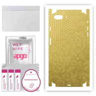 Szkła hartowane na telefon - Folia naklejka skórka strukturalna na TYŁ+BOKI do Apple iPhone 8 Plus - Plaster Miodu Złoty - apgo SKINS - miniaturka - grafika 1