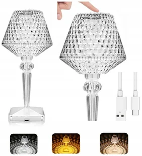 Lampka Nocna LED Kryształowa Lampa Dotykowa Lampa Ozdobna LED USB 26cm - Lampy stojące - miniaturka - grafika 1