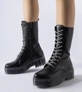 Czarne trapery skóra naturalna ocieplane Middletown-36 - Botki damskie - miniaturka - grafika 1