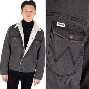 Wrangler SHERPA JACKET Jet Wash OCIEPLANA SZARA KATANA JEANSOWA REGULAR M - Moda i Uroda OUTLET - miniaturka - grafika 1