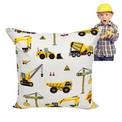 Pościel dla dzieci - Poszewka Dziecięca 40x40 Bawełniana JAŚ Koparki Żółte Na Białym - miniaturka - grafika 1