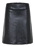 Spódnice - SELECTED FEMME Damska spódnica skórzana Slfnew Ibi Mw Leather Skirt B Noos, czarny, 34 - miniaturka - grafika 1