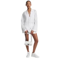Koszule damskie - camicie donna michael kors - ramie v neck top - bianco - miniaturka - grafika 1