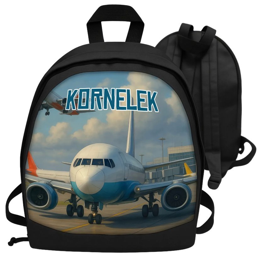 Plecak z imieniem dla dziecka SAMOLOT LOTNISKO personalizowany prezent