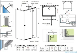 Radaway Essenza Kdj+S kabina 80x80x80cm prawa szkło przejrzyste 1384051-01-01/1385021-01-01R/1384051-01-01 - Kabiny prysznicowe - miniaturka - grafika 30