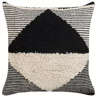 Poduszki dekoracyjne - Bawełniana Poduszka Dekoracyjna Geometryczny Wzór 50 X 50 Cm Beżowo-czarna Khora - miniaturka - grafika 1