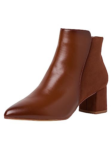 Jana Damskie Softline 8-25375-41 wygodne buty o szerokim rozmiarze modne koronkowe eleganckie botki, koniak, 40 EU Weit