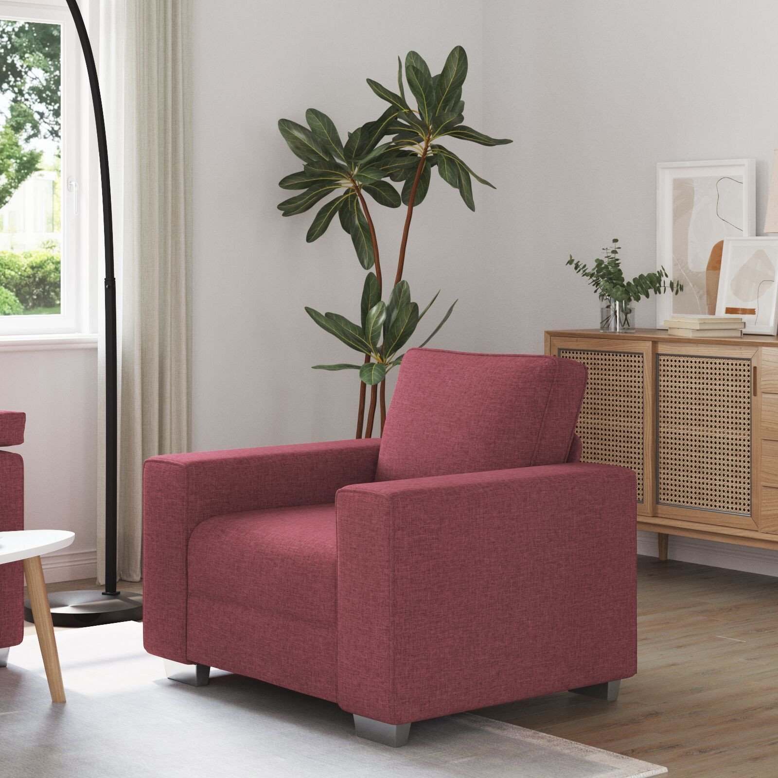 vidaXL Fotel Czerwony Poliester 100 x 77 x 82 cm Ergonomiczny