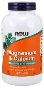 NOW FOODS Magnesium & Calcium with Zinc and Vitamin D3 (Nerwy, Mięśnie, Kości) 250 Tabletek - Stawy, mięśnie, kości - miniaturka - grafika 2