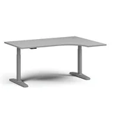 Stoły i stoliki do biura - Stół z regulacją wysokości, elektryczny, 675-1325 mm, narożnik prawy, blat 1600x1200 mm, podstawa szara, szary - miniaturka - grafika 1