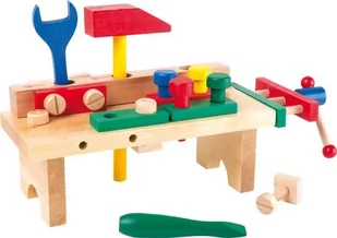 Legler Small Foot by stół warsztatowy z drewna, mała wersja z wszelkiego rodzaju akcesoriami, do dużych zabawy przy wkręcaniu i młotkowaniu, do szkolenia umiejętności motorycznych, zachwyca małych rze - Mały majsterkowicz - miniaturka - grafika 1