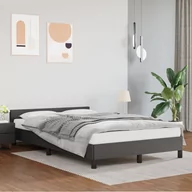 Łóżka - Lumarko Rama łóżka z zagłówkiem, szara, 120x200 cm, sztuczna skóra - miniaturka - grafika 1