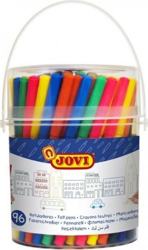 Długopisy fibrowe JOVI opakowanie zbiorcze - 96 flamastrów 2,8 mm 12 kolorów w kubku