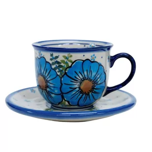Ceramiczna filiżanka ze spodkiem Ceramika Bolesławiec - Filiżanki - miniaturka - grafika 1