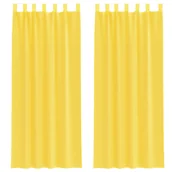 Zasłony - vidaXL Zasłony woalowe z kieszeniami na drążek 2 szt. żółte - miniaturka - grafika 1