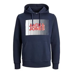 Bestseller A/S Męska bluza z kapturem JJECORP Logo Sweat Hood Play NOOS, granatowa marynarka, XL, granatowy blezer - Bluzy męskie - miniaturka - grafika 1