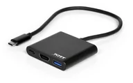 Huby USB - Wejście USB PORT CONNECT USB-C/HDMI USB 3.0 USB-C 60W 900140) Czarny - miniaturka - grafika 1