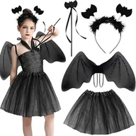 Klocki - Dziewczęcy Kostium Nietoperza Zestaw 4 Elementy Czarny na Halloween - miniaturka - grafika 1