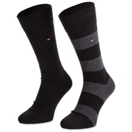 Skarpetki męskie - Zestaw 2 par wysokich skarpet unisex Tommy Hilfiger 342021001 Czarny - miniaturka - grafika 1