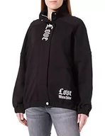 Kurtki damskie - Love Moschino Love Front Opening And Gothic Logo Print On Left Pocket. Kurtka damska, Czarny, M - miniaturka - grafika 1