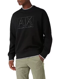 Armani Exchange Męska bluza z długim rękawem, kwadratowe logo, Hem Contrast Line, czarny, L - Bluzy męskie - miniaturka - grafika 1